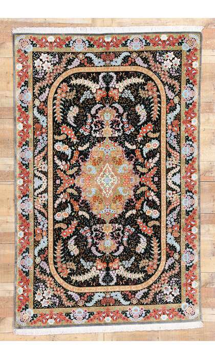 5 x 8 Vintage Persian Silk Qum Rug 78903