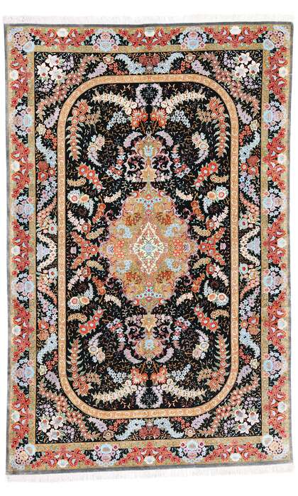 5 x 8 Vintage Persian Silk Qum Rug 78903