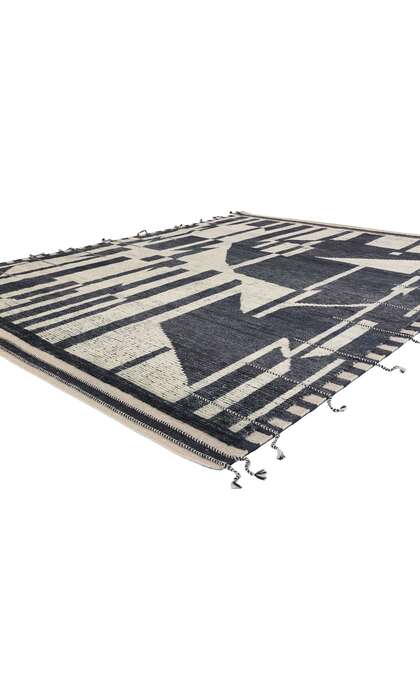 8 x 10 Abstract Kline Noir Echoes Modern Moroccan Rug 31224