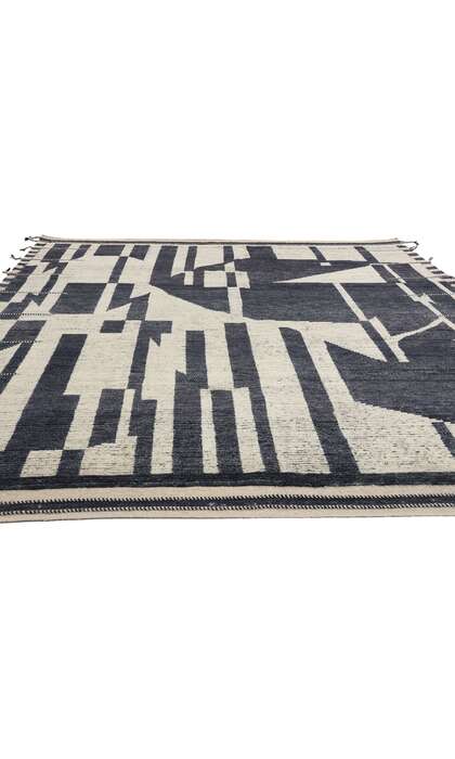8 x 10 Abstract Kline Noir Echoes Modern Moroccan Rug 31224