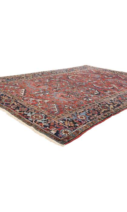 7 x 10 Antique Red Persian Dragon Heriz Rug 90009