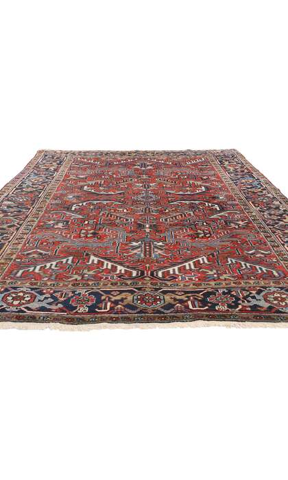 7 x 10 Antique Red Persian Dragon Heriz Rug 90009