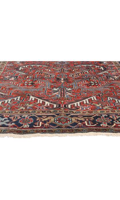 7 x 10 Antique Red Persian Dragon Heriz Rug 90009
