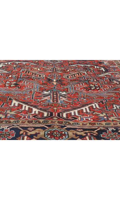 7 x 10 Antique Red Persian Dragon Heriz Rug 90009