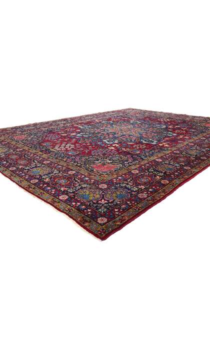 10 x 14 Antique Persian Yazd Rug 90028
