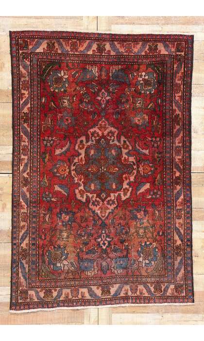 4 x 7 Distressed Antique Persian Bakhtiari Rug 77685