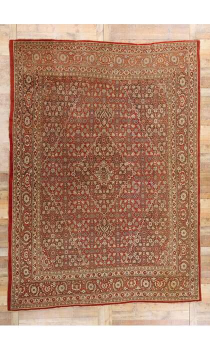 9 x 12 Antique Persian Mahi Tabriz Rug 78931