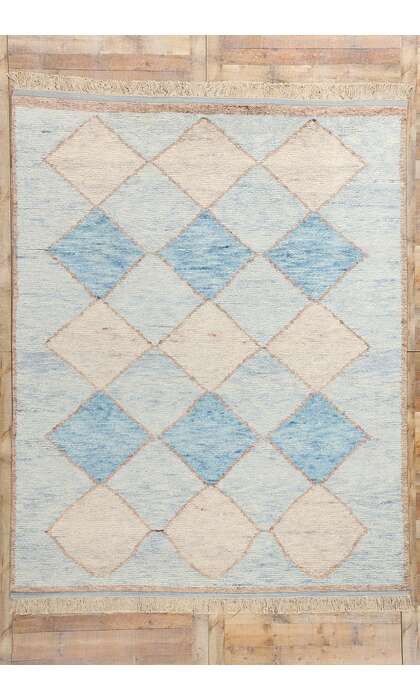 8 x 10 Azure Mirage Blue Diamond Moroccan Rug 31237