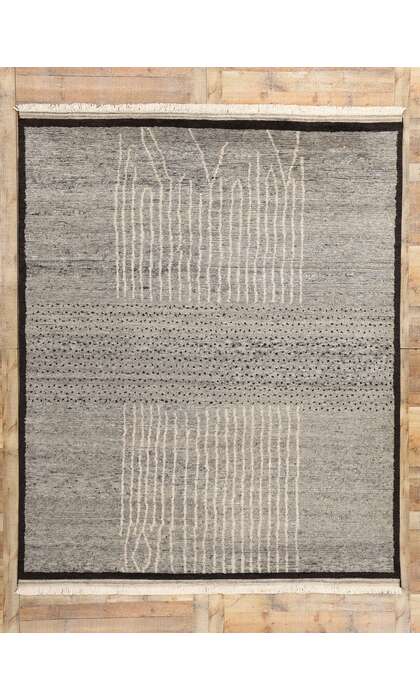 8 x 10 Dusk Lines Modern Bauhaus Gray Moroccan Rug 31206