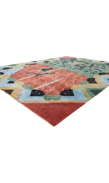 10 x 13 Modern Chinese Art Deco Dragon Rug 31331