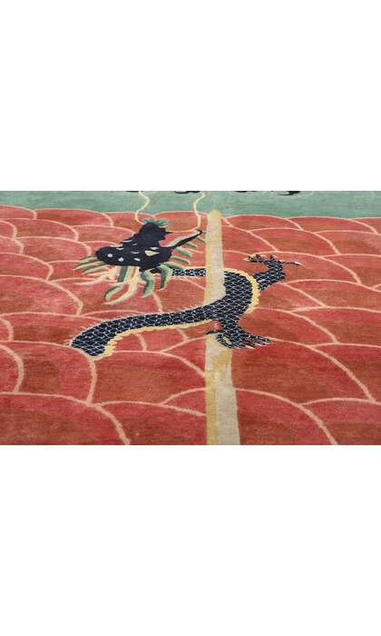 10 x 13 Modern Chinese Art Deco Dragon Rug 31331