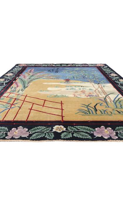 9 x 12 Modern Chinese Art Deco Pictorial Rug 31332