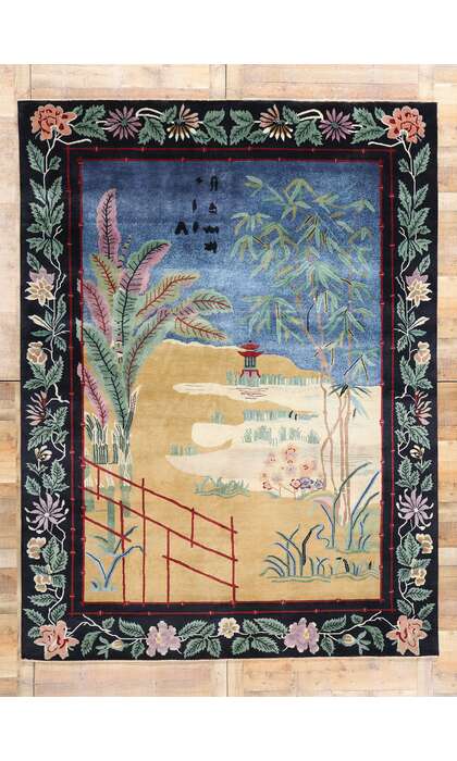 9 x 12 Modern Chinese Art Deco Pictorial Rug 31332