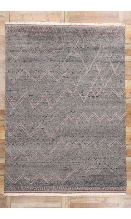 9 x 12 Blushing Midnight Modern Gray Moroccan Rug 31272