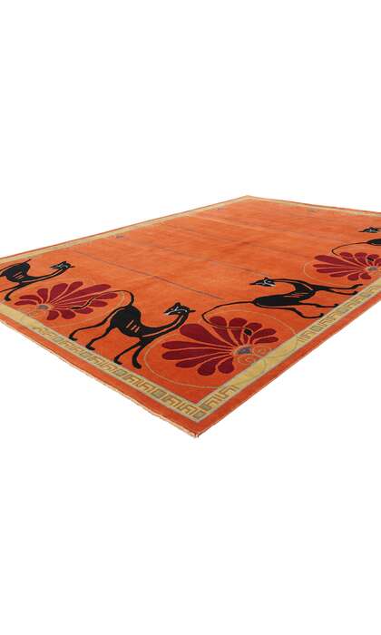 6 x 9 Modern Orange Chinese Art Deco Rug 31096