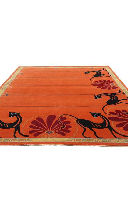 6 x 9 Modern Orange Chinese Art Deco Rug 31096