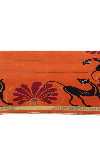 6 x 9 Modern Orange Chinese Art Deco Rug 31096