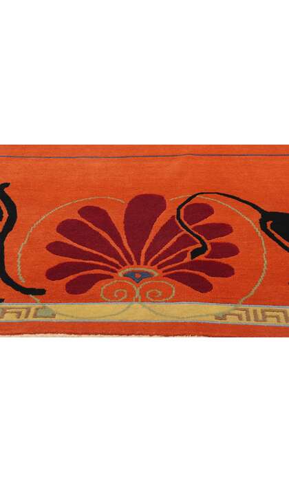 6 x 9 Modern Orange Chinese Art Deco Rug 31096