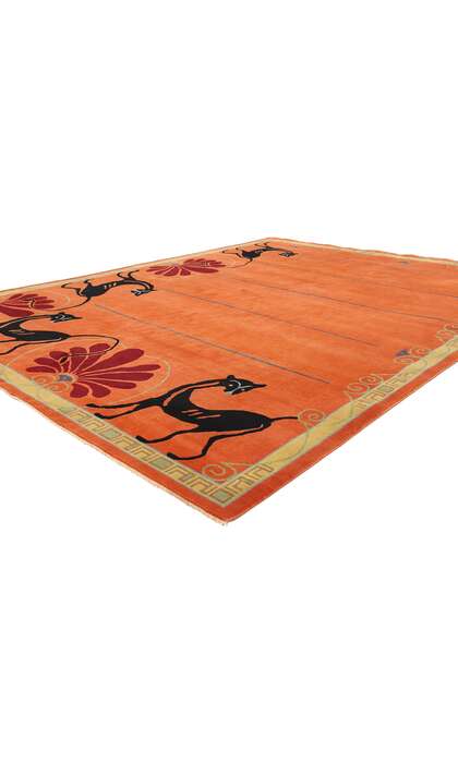 8 x 10 Modern Orange Chinese Art Deco Rug 31097