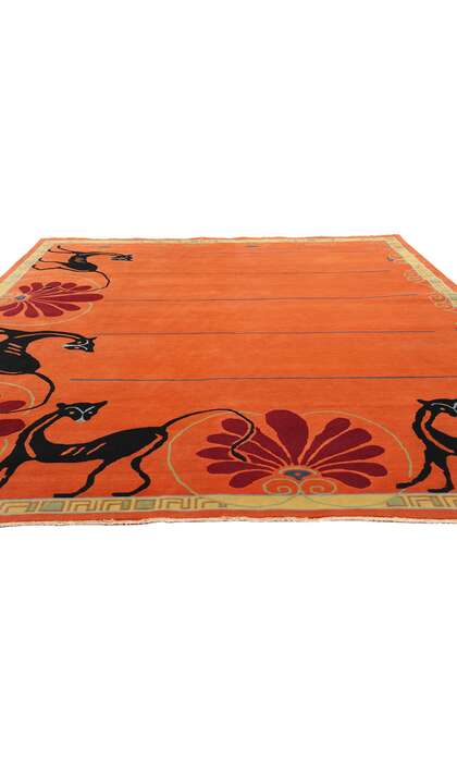 8 x 10 Modern Orange Chinese Art Deco Rug 31097