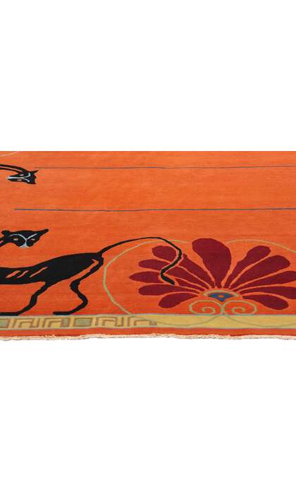 8 x 10 Modern Orange Chinese Art Deco Rug 31097