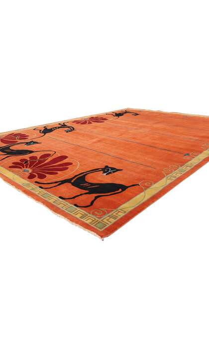 9 x 12 Modern Orange Chinese Art Deco Rug 31095