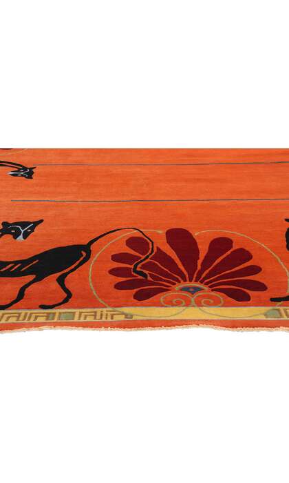 9 x 12 Modern Orange Chinese Art Deco Rug 31095