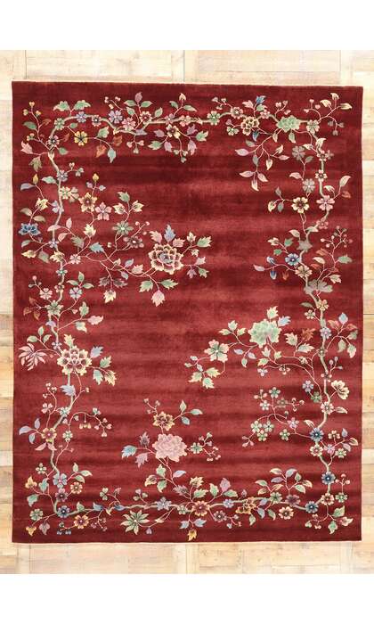 9 x 12 Modern Red Chinese Art Deco Rug 31098