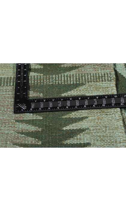 10 x 14 Scandinavian Modern Green Swedish Inspired Kilim Rug 31119