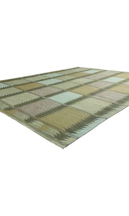 9 x 12 Scandinavian Modern Green Swedish Inspired Kilim Rug 31120