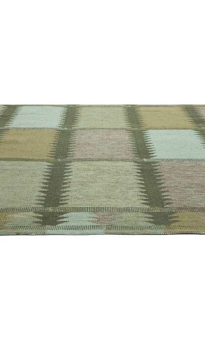 9 x 12 Scandinavian Modern Green Swedish Inspired Kilim Rug 31120