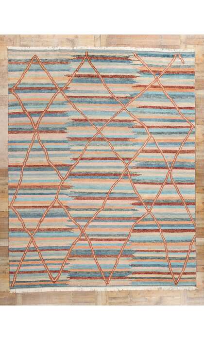 9 x 12 Sahara Echoes Striped Modern Moroccan Rug 31305