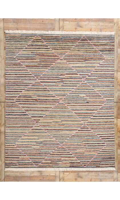 8 x 10 Striated Harmony Modern Boho Striped Moroccan Rug 31225
