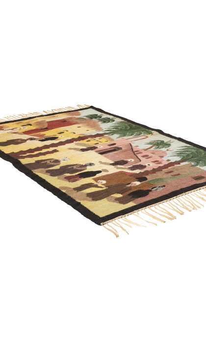 3 x 5 Vintage Egyptian Pictorial Kilim Rug 78927