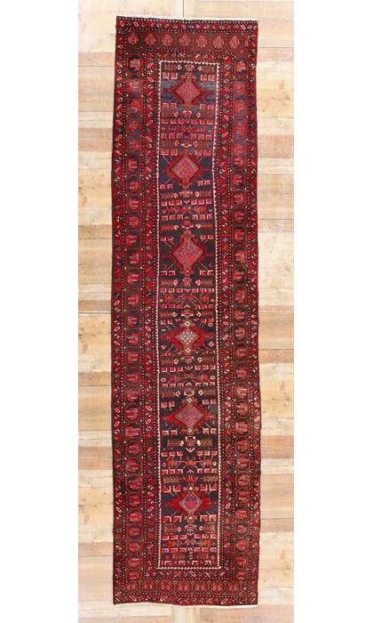 3 x 14 Vintage Persian Heriz Rug Runner 78917