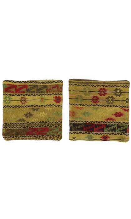 1 x 1 Vintage Turkish Kilim Rug Pillow Cover 53638 Matching Pair