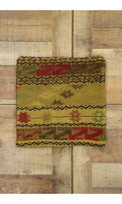 1 x 1 Vintage Turkish Kilim Rug Pillow Cover 53638