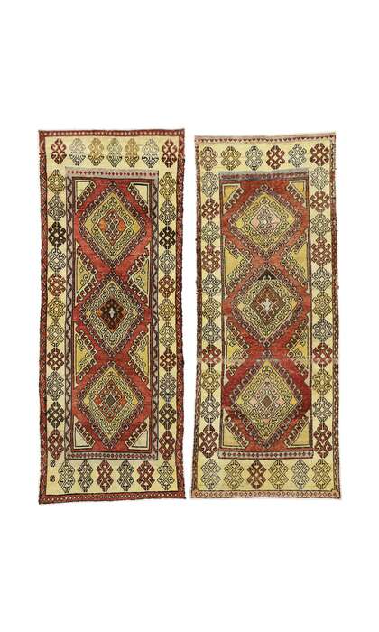 4 x 9 Vintage Turkish Oushak Rug 52412 Matching Pair