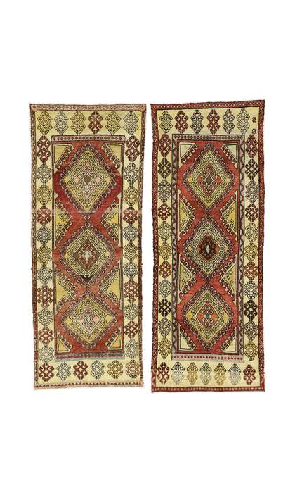 4 x 9 Vintage Turkish Oushak Rug 52413 Matching Pair
