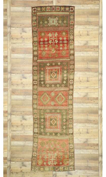 4 x 15 Vintage Turkish Oushak Rug Runner 52770