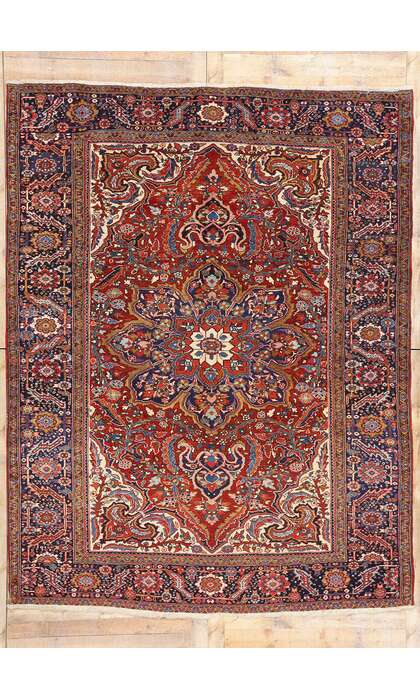 8 x 11 Vintage Persian Heriz Rug 90002