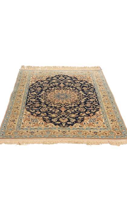 3 x 4 Vintage Wool and Silk Persian Nain Rug 78925