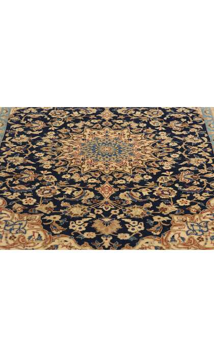 3 x 4 Vintage Wool and Silk Persian Nain Rug 78925