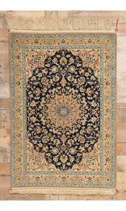 3 x 4 Vintage Wool and Silk Persian Nain Rug 78925