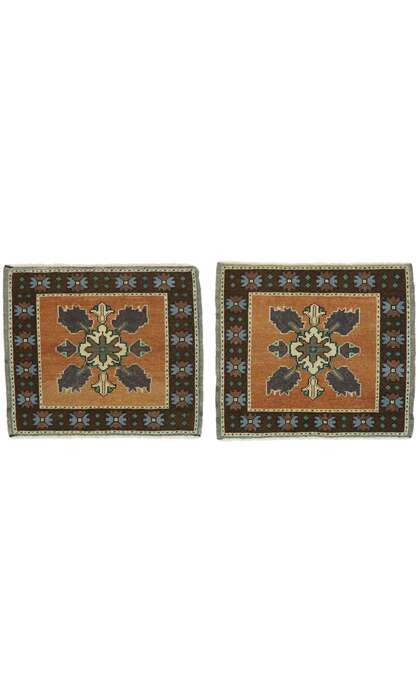 2 x 2 Vintage Turkish Oushak Rug 53647 Matching Pair