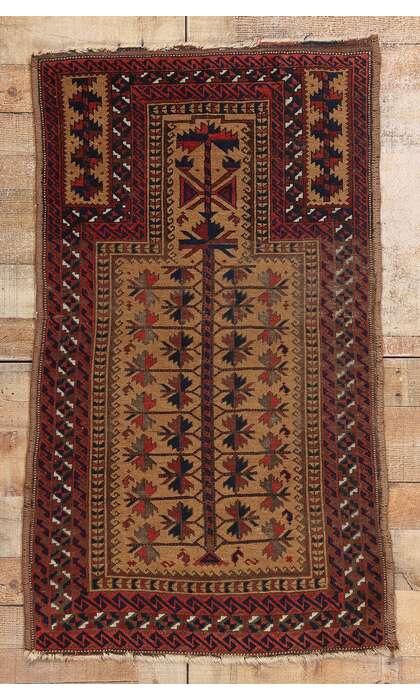 2 x 4 Antique Afghan Baluch Prayer Rug 78988