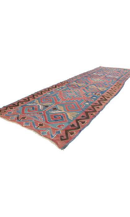 4 x 14 Antique Caucasian Avar Kilim Rug Runner 78945