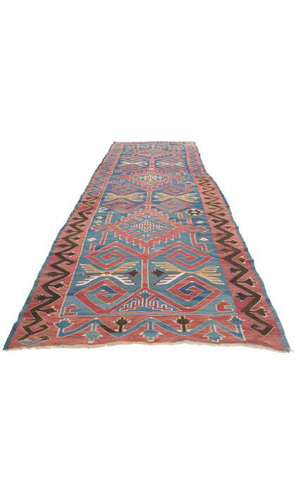 4 x 14 Antique Caucasian Avar Kilim Rug Runner 78945
