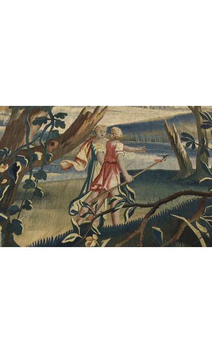 7 x 14 Antique French Aubusson Tapestry 77237