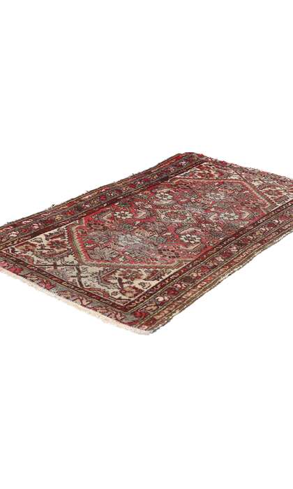 2 x 3 Antique-Worn Persian Hamadan Rug 78965